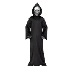 Costume o tunica da teschio con maschera olografica per bambini
