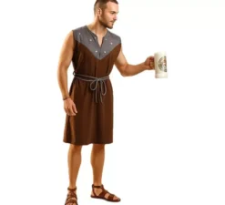 Costume o tunica marrone medievale per uomo