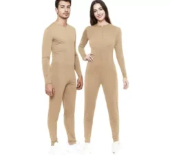 Costume o tuta beige con chiusura frontale per adulti