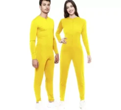 Costume o tuta gialla con chiusura frontale per adulto