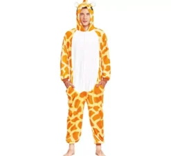 Costume pigiama arancione da giraffa per uomo