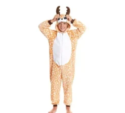 Costume pigiama da cervo a pois con cappuccio per ragazzo