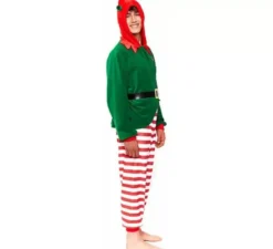 Costume pigiama da elfo a righe rosse per uomo