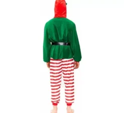 Costume pigiama da elfo a righe rosse per uomo