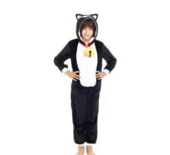 Costume pigiama da gatto nero con campanello per bambino