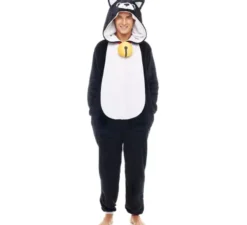 Costume pigiama da gatto nero con campanello per uomo