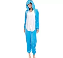 Costume pigiama da ippopotamo blu per donna