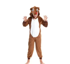 Costume pigiama da lupo marrone con cappuccio per bambino