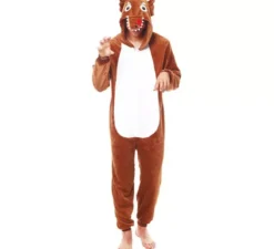 Costume pigiama da lupo marrone scuro per uomo
