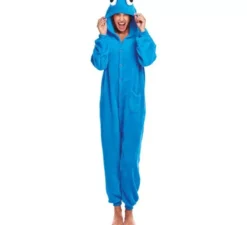 Costume pigiama da mostro blu occhi grandi per donna