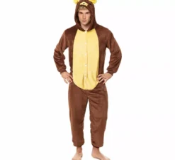 Costume pigiama da orso bruno scuro da uomo
