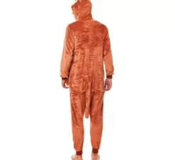 Costume pigiama da scimmia marrone con orecchie per uomo