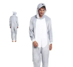 Costume pigiama da squalo grigio e bianco per uomo