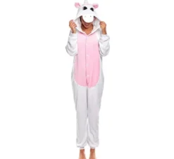 Costume pigiama da unicorno bianco e rosa per donna