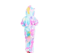 Costume pigiama da Unicorno blu e rosa con cappuccio per bambina