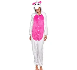 Costume pigiama da unicorno fucsia e bianco per donna