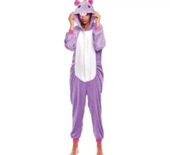 Costume pigiama da unicorno lilla e bianco per donna