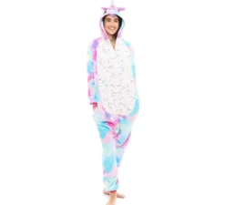 Costume pigiama da unicorno rosa e blu per donna