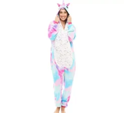 Costume pigiama da unicorno rosa e blu per donna