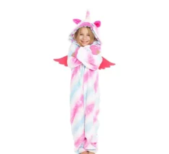 Costume pigiama da unicorno Uri con cappuccio e ali per bambina
