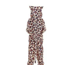 Costume pigiama leopardato marrone con cappuccio per ragazza