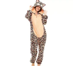 Costume pigiama leopardato marrone per donna