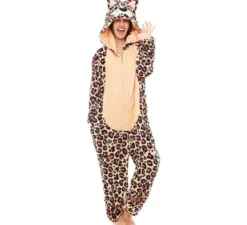 Costume pigiama leopardato marrone per donna