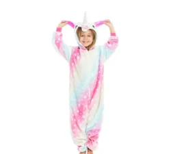 Costume Pigiama Unicorno Multicolor con Cappuccio per Bambino