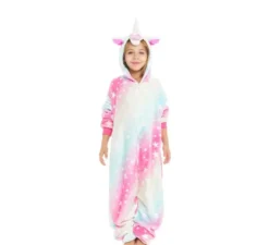 Costume Pigiama Unicorno Multicolor con Cappuccio per Bambino