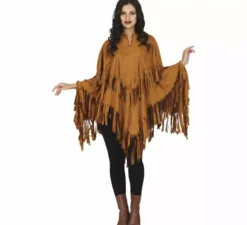 Costume poncho indiano marrone per donna