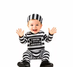 Costume prigioniero bianco e nero per bambino