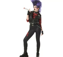 Costume punk a righe da donna