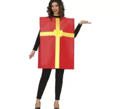 Costume regalo rosso con nastro dorato per adulto