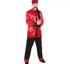Costume rosso cinese per uomo