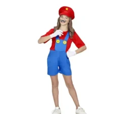 Costume rosso da Super Idraulico per bambina e adolescente