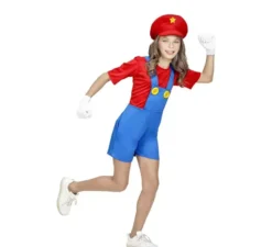 Costume rosso da Super Idraulico per bambina e adolescente