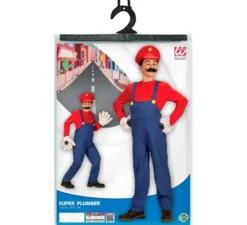 Costume rosso da Super Idraulico per bambini e ragazzi