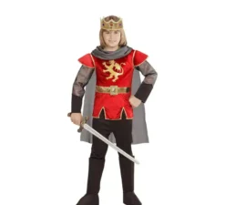 Costume rosso di Re Artù con mantello per bambino