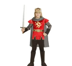 Costume rosso di Re Artù con mantello per bambino