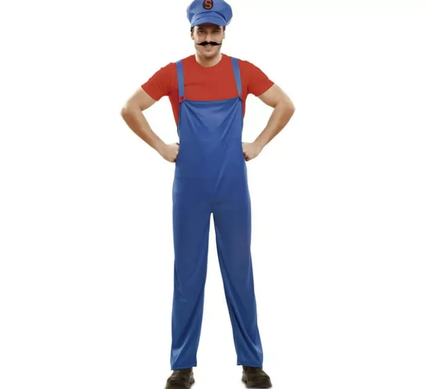 Costume rosso super idraulico per un uomo
