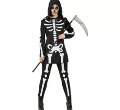 Costume scheletro con cappuccio per donna