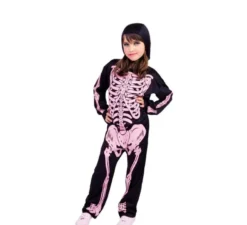 Costume Scheletro con ossa rosa per bambina