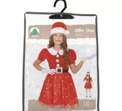Costume scintillante da Babbo Natale con cintura per bambina