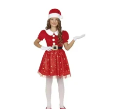 Costume scintillante da Babbo Natale con cintura per bambina