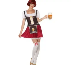 Costume tedesco in velluto bianco e rosso per donna