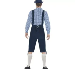 Costume tradizionale bavarese blu con lederhosen per uomo