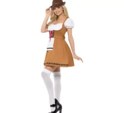 Costume tradizionale marrone e bianco tedesco per una donna