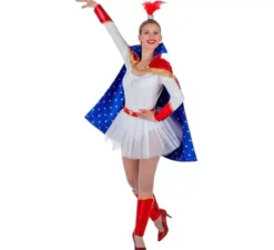 Costume trappezzista con mantello per donna