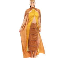 Costume tribale africano giallo e marrone per donna
