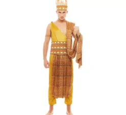 Costume tribale africano giallo e marrone per uomo